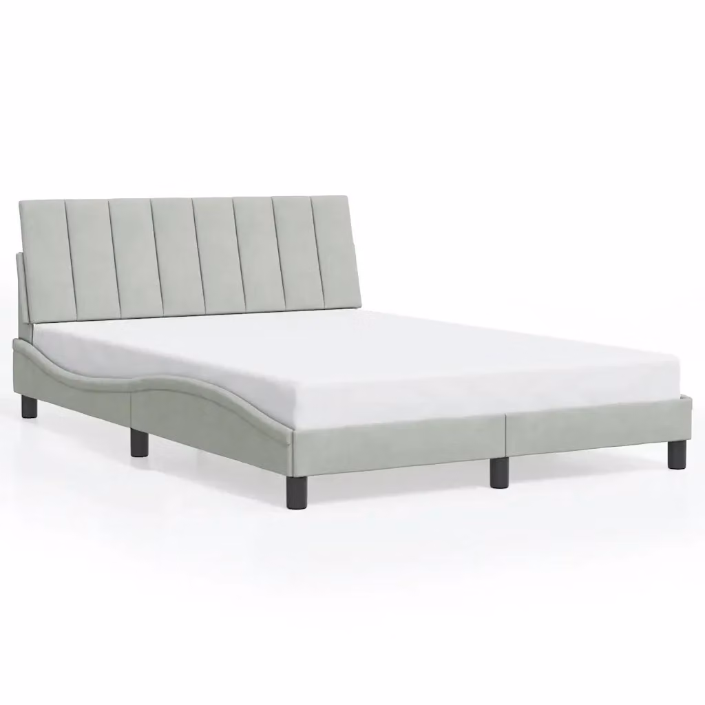 Giroletto senza materasso Hanko vidaXL in velluto grigio, L/P/H: 140 x 190 cm – 2