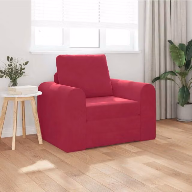 Divano letto vidaXL in velluto rosso per soggiorno e camera da letto L: 98 cm, P: 71 cm, H: 83 cm