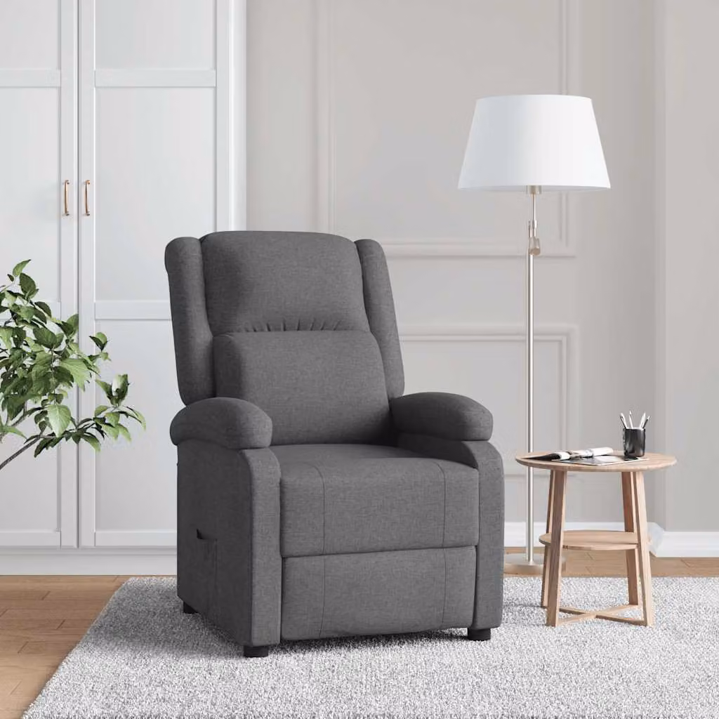 vidaXL Poltrona Reclinabile in Tessuto Grigio con Braccioli e Regolazione Manuale – 1