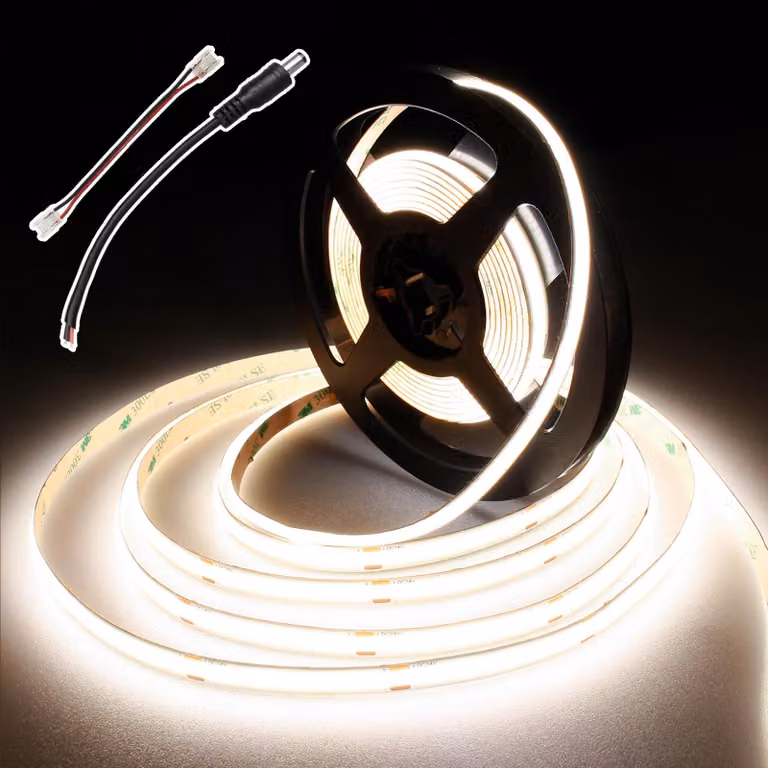 Striscia LED COB a 12V, 5 metri, bianco naturale, 480 LED/metro, senza alimentatore