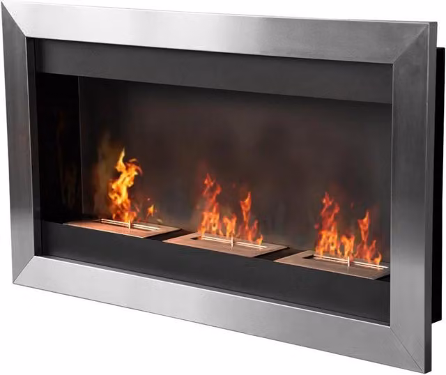 Camino a Bioetanolo da Parete 110x63 cm Inox