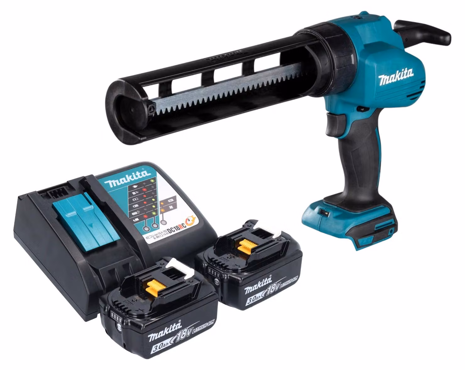 Pistola a cartuccia a batteria Makita DCG 180 RF 18 V + 2x batteria ricaricabile 3,0 Ah + caricabatteria