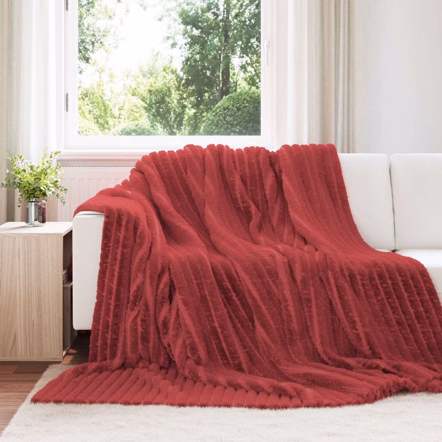 Set di 6 coperte in pile vidaXL colore rosso, L 240 cm x P 220 cm – 1