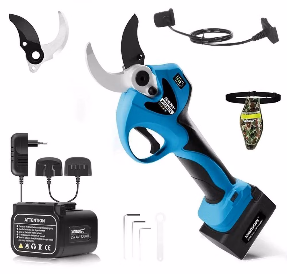 Potatura elettrica blu, con una potenza di 1050W, una larghezza di taglio di 40 mm e lama in acciaio SK5, ideale per vigneti