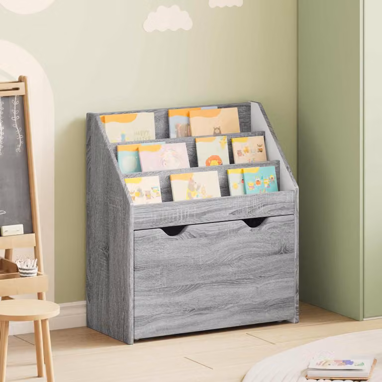 Libreria per bambini vidaXL in MDF Grigio, L: 60 cm, P: 29,5 cm, H: 69 cm