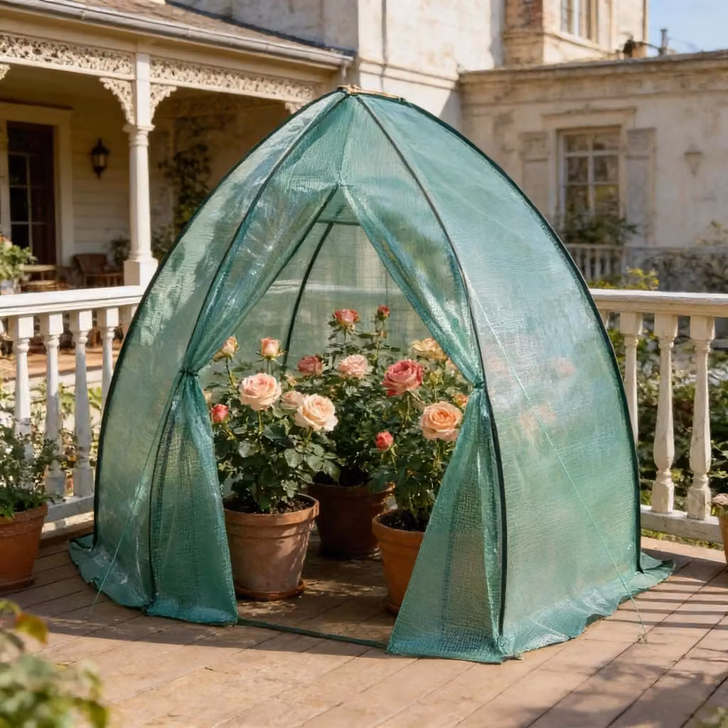 Serra a tepee REDOM verde in acciaio e PE con finestre, L/P/H: 200 x 240 x 240 cm – 2