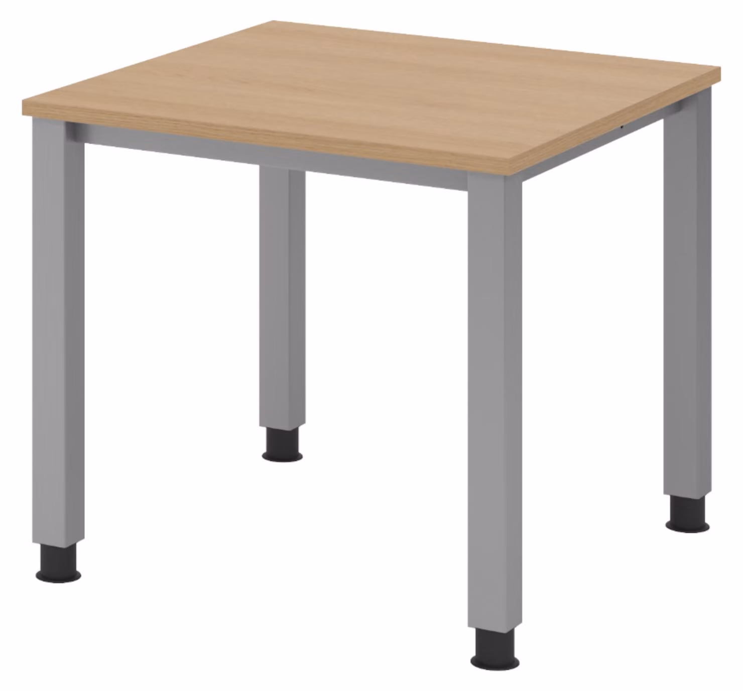 Scrivania bümö Serie Q - Struttura: argento, Dimensioni: 80 x 80 cm, Finitura: rovere