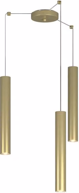 Lampadario Industrial-Minimal Xeana Metallo Ottone 3 Luci Gu10