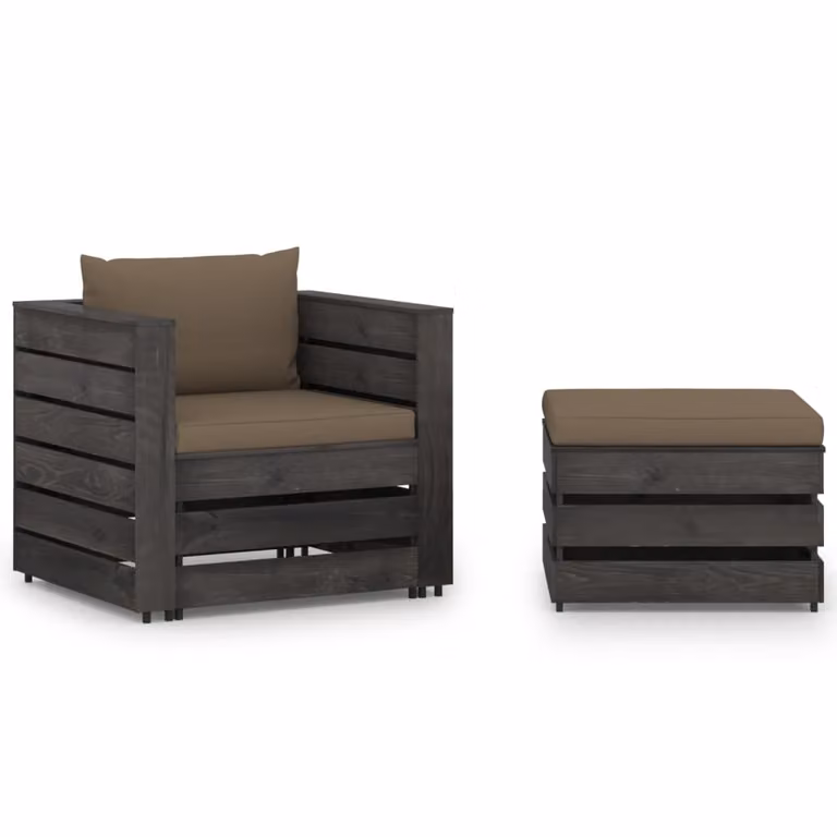 Maison Exclusive - Set da giardino a 2 pezzi con cuscini, grigio, in legno trattato