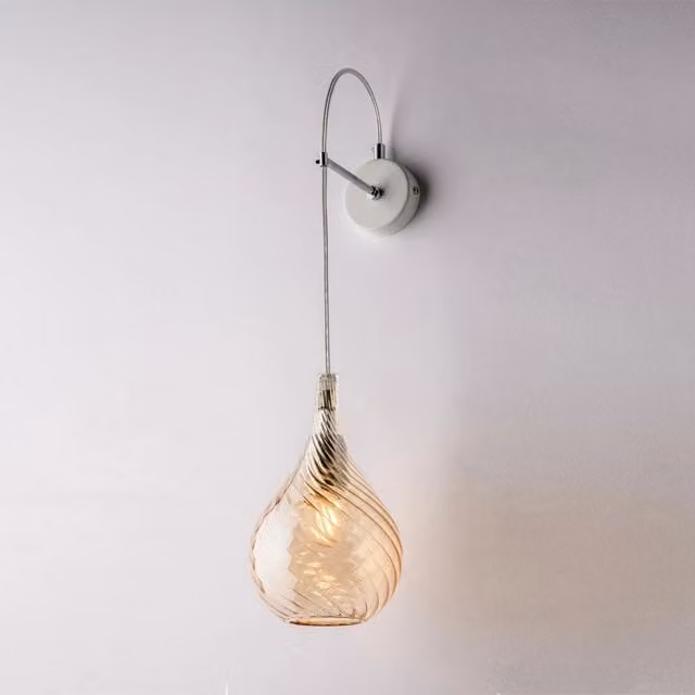 Applique Moderna Pluvia Bonetti Illumina in Metallo e Vetro Ambra Trasparente con Attacco E14