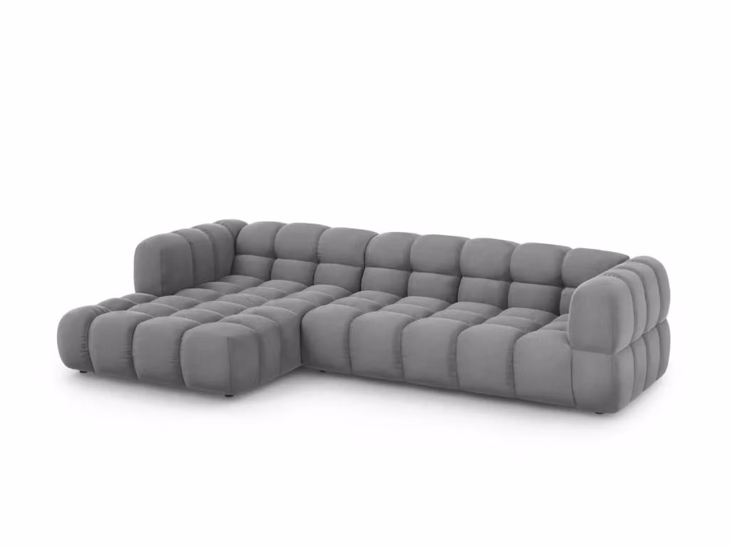 Divano angolare modulare Sky di Cosmopolitan Design, modello a sinistra con 4 posti in velluto grigio, L/P/H: 300 x 132 x 75 cm – 2
