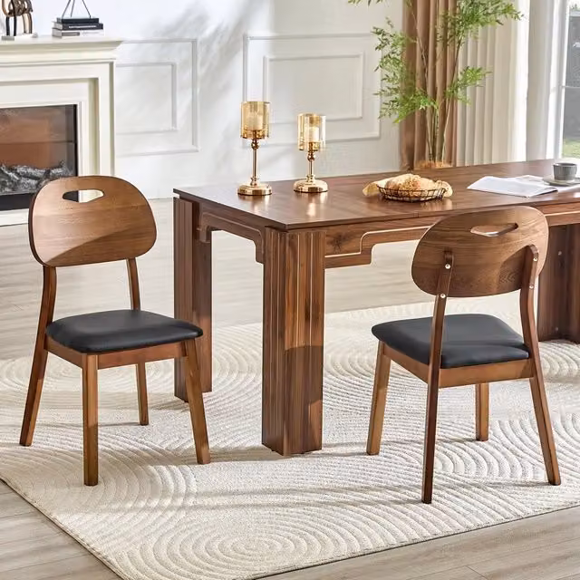 Set di 2 sedie da pranzo imbottite MINIMAL con schienale ovale in legno e tessuto nero design moderno