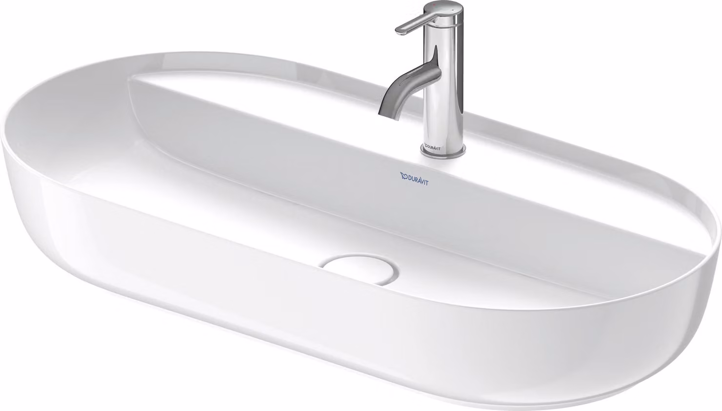 Duravit Luv vasque à poser 80x40cm, sans trop-plein, avec plage de robinetterie, 1 trou pour robinetterie, rectifié, 03808000001, 03808000001