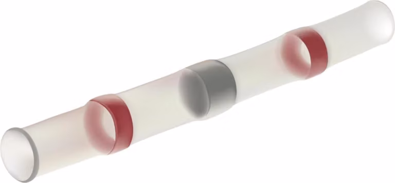 Connettori a crimpare con guaina termorestringente isolante, codifica a colori secondo la norma DIN, sezione da 0,5 mm² a 1,5 mm², colore rosso, trasparenti - 1 pezzo