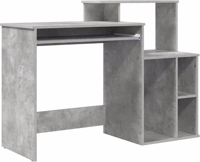 Scrivania moderna in legno multistrato grigio, L: 120,5 cm, P: 44 cm, H: 88,5 cm