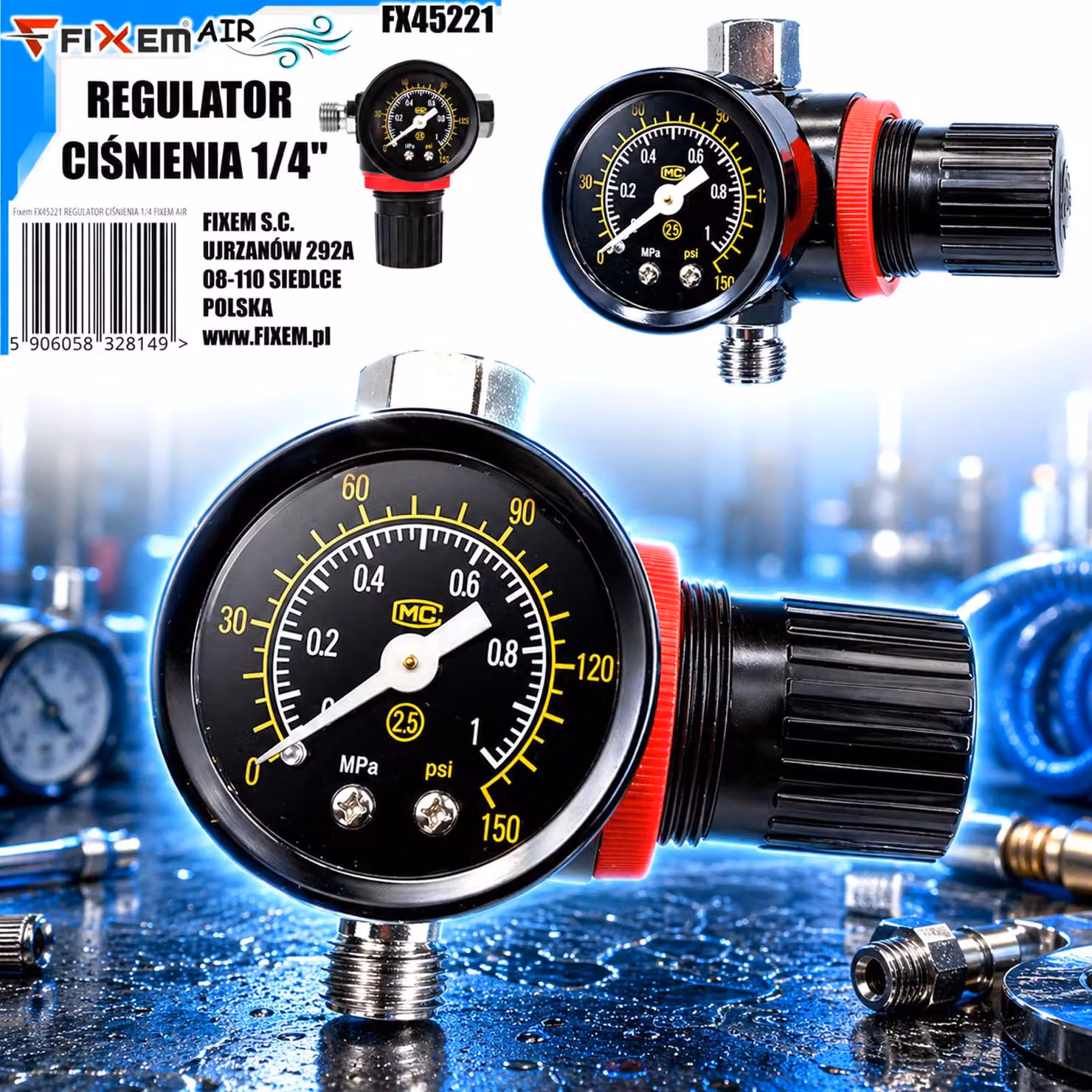 Regolatore Di Pressione 1/4 Fixem Per Aria Compressa