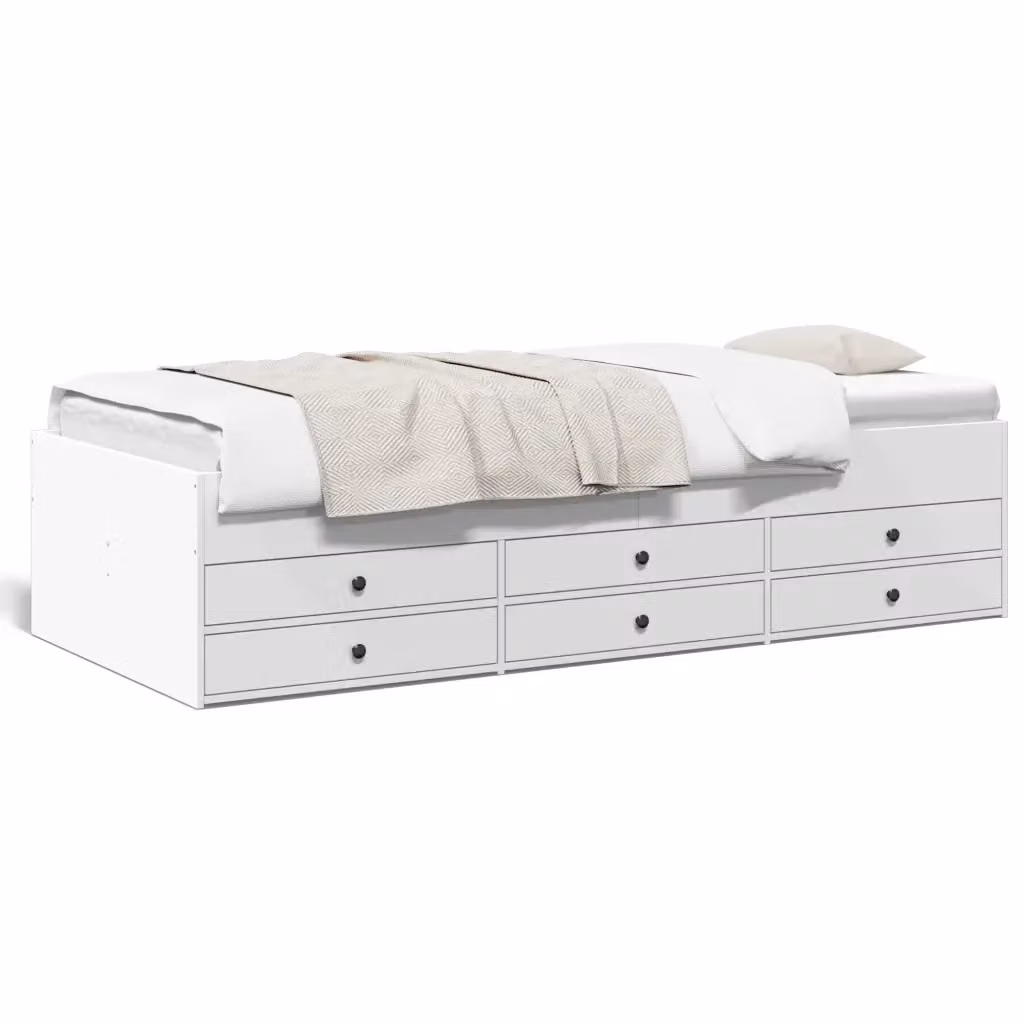 Divano Letto con Cassetti vidaXL Bianco L/P/H: 90 x 190 cm – 2