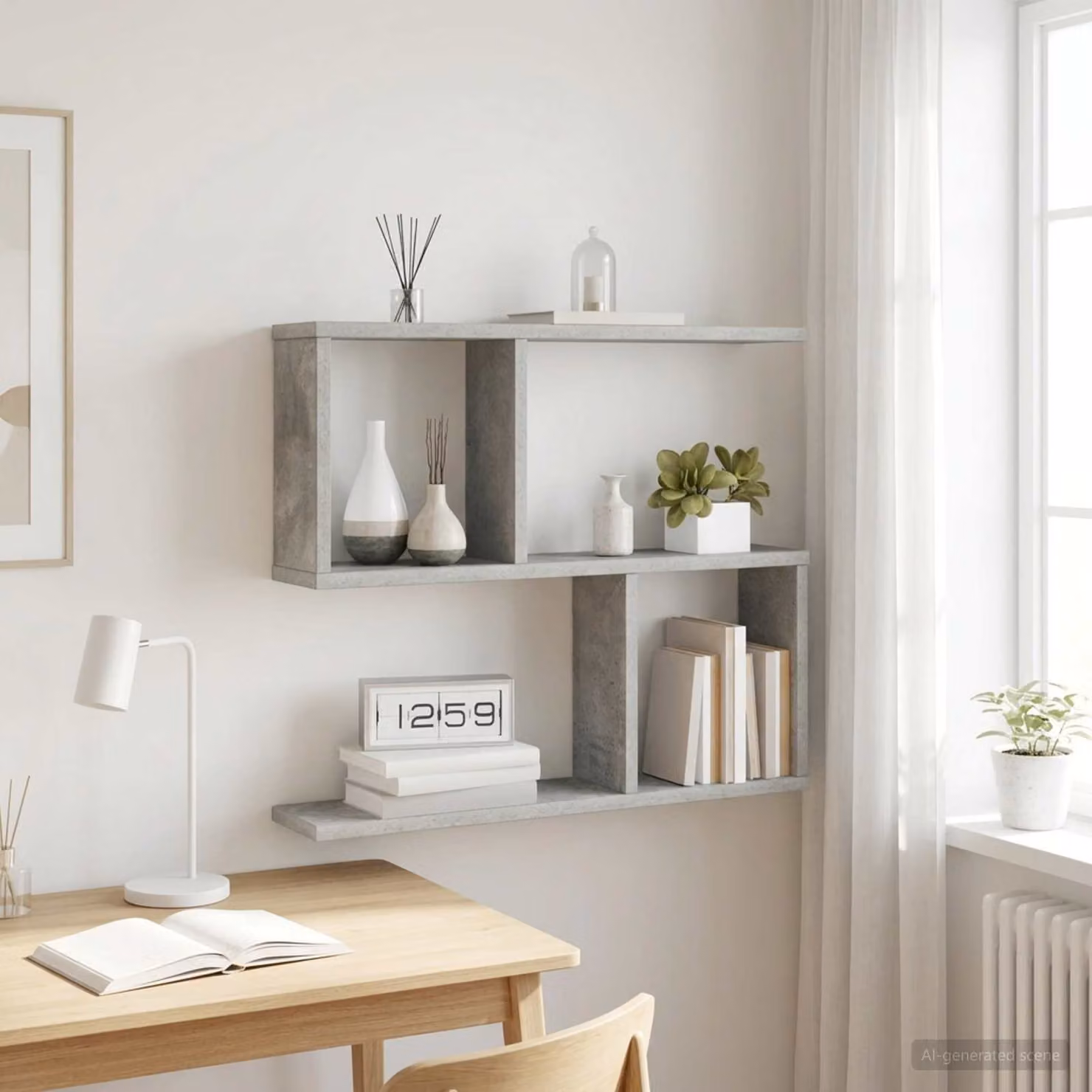 Scaffale da parete moderno vidaXL Grigio, L: 60 cm, P: 12 cm, H: 50,5 cm