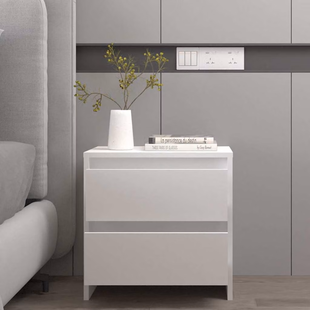 Comodino moderno vidaXL in legno bianco L: 45 cm, P: 34,5 cm, H: 44,5 cm