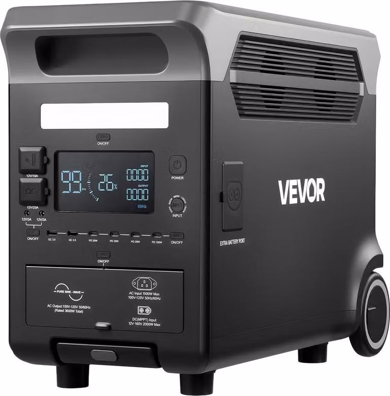 Stazione di alimentazione portatile, generatore solare da 3600 W e 3840 Wh con 10 porte di uscita e alimentazione in ingresso regolabile, batteria di riserva LiFePO4 espandibile per casa, campeggio e camper (pannello solare NON incluso)