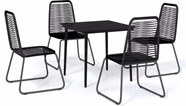 Set Mobili da Pranzo per Giardino 5 pz | Set Salotto da Giardino Nero