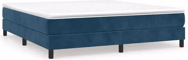 Letto matrimoniale moderno in velluto blu scuro con struttura a rete a molle DESIGN IN L/P: 180 x 200 cm
