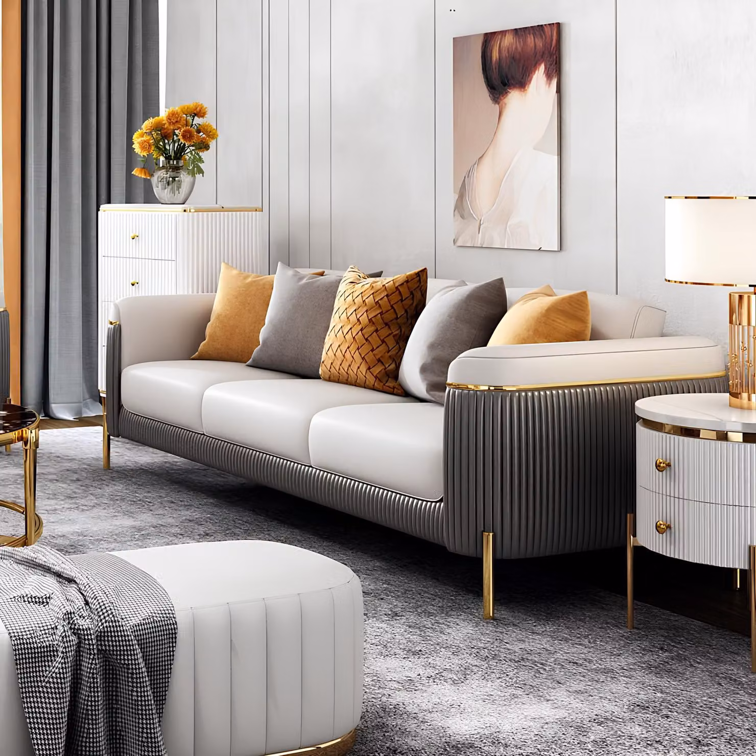 Sofagarnitur 321 Sitzer Set Design Sofa Polster Couchen Couch Modern Tisch