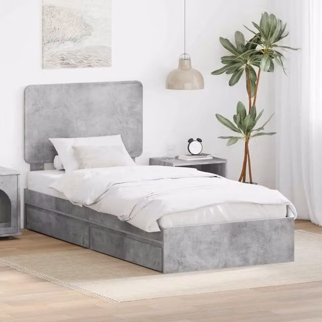Letto con Contenitore con cassetto Grigio cemento 90 x 190 cm 3412731