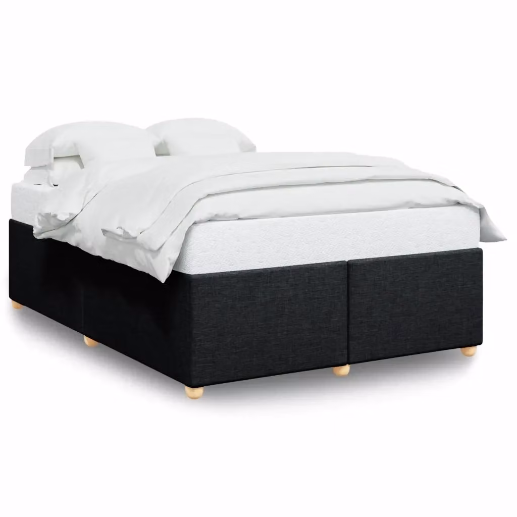 Giroletto vidaXL in tessuto nero con doghe in legno, L/P/H: 140 x 200 cm – 2