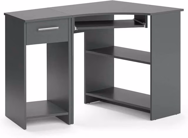 Set scrivania angolare Odin con armadio PC Vicco colore antracite L 83 cm x P 76 cm