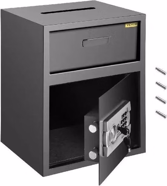 Cassaforte Antincendio Empire's Product in Acciaio Nero con Chiusura Elettronica e 2 Chiavi di Emergenza L/P/H: 45 x 30 x 36 cm