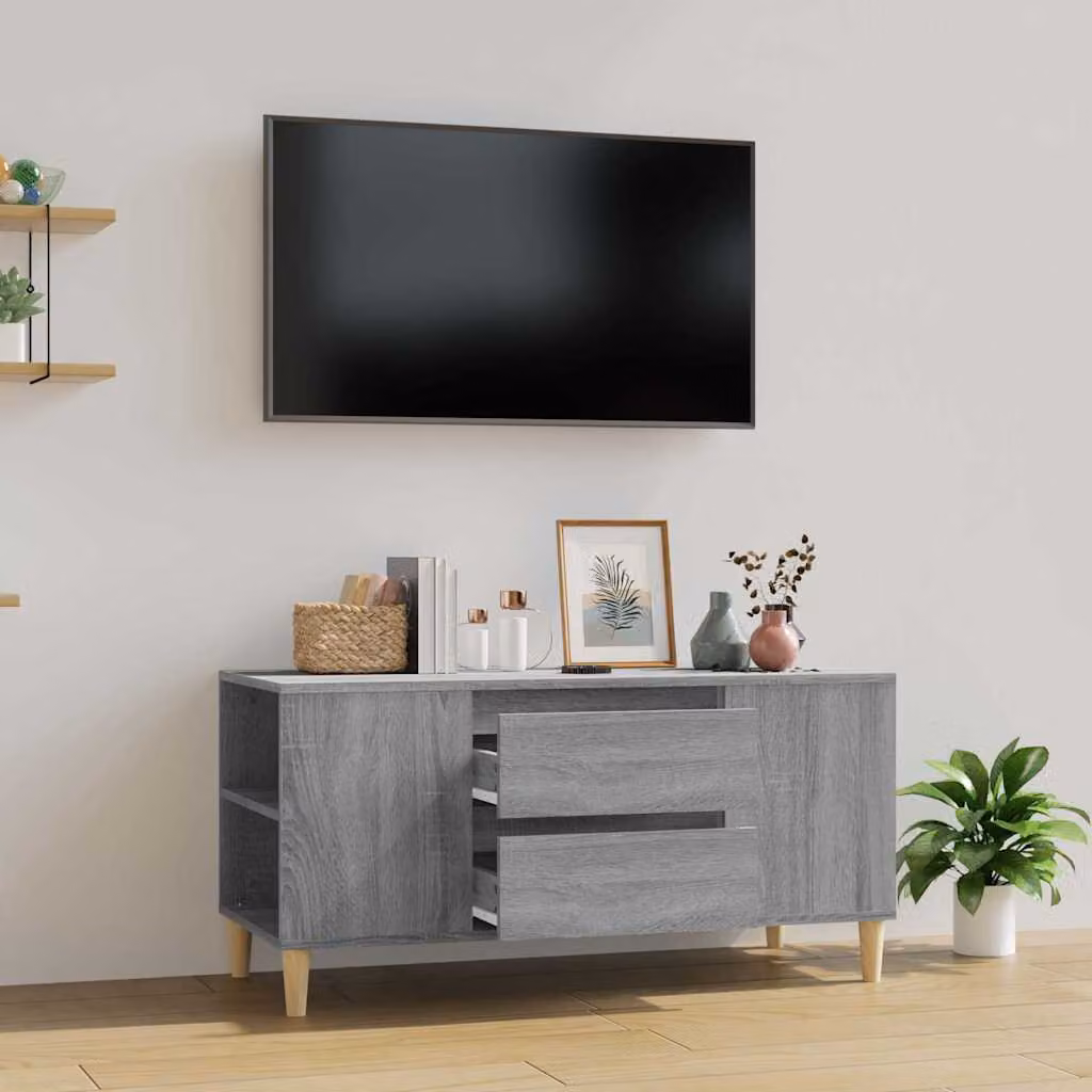 vidaXL Mobile Porta TV in Legno Multistrato Grigio Sonoma con Stile Scandinavo L: 102 cm, P: 44,5 cm, H: 50 cm