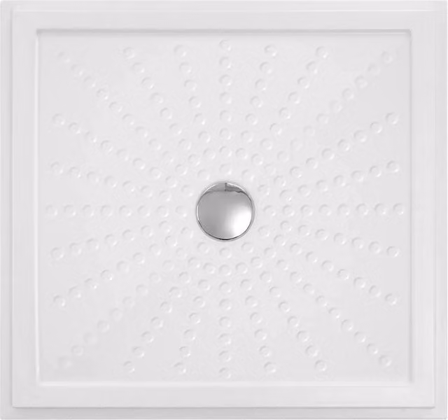 Piatto doccia quadrato per disabili in vetroresina bianco a filo pavimento con piletta inclusa L/P: 90 x 90 cm