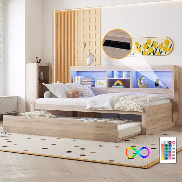 divano letto trascinabile in truciolato naturale 90 x 200 cm