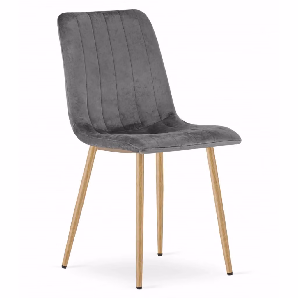 Set di 4 Sedie Lava in Velluto Grigio con Gambe in Metallo per Soggiorno e Sala da Pranzo KENDRA HOME – 2