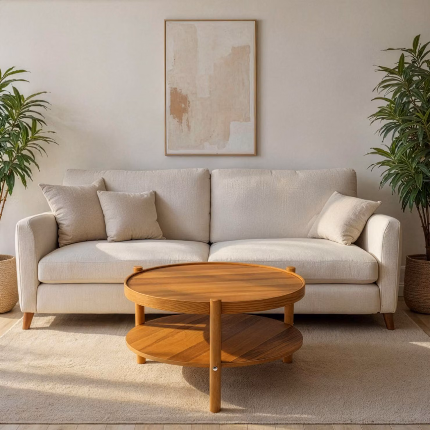 Skye Decor, tavolino di alta qualità in legno massello al 100%, noce, Ø 80 cm, altezza 48 cm | Spessore 18 mm | Stile scandinavo moderno, ideale per la tua casa e il tuo salotto.