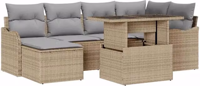 Set Divano da Giardino 7 pz Beige 3357233