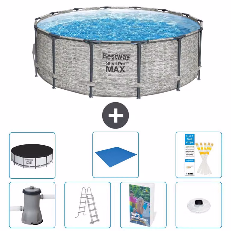 Piscina gonfiabile Bestway Steel Pro MAX, rotonda, 427x122 cm, composta da 6 parti, modello S596