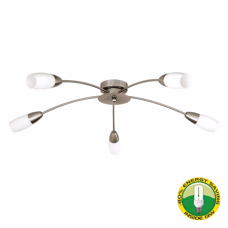 PROXI+ plafoniera 5xE14/9W, nichel satinato/bianco L: 660, H: 140, dimmerabile