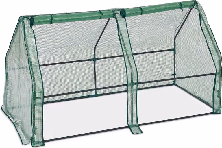 Serra per esterni - 2 porte - tetto a punta - casa per piante - 90 x 180 x 90 cm - foglio di alluminio