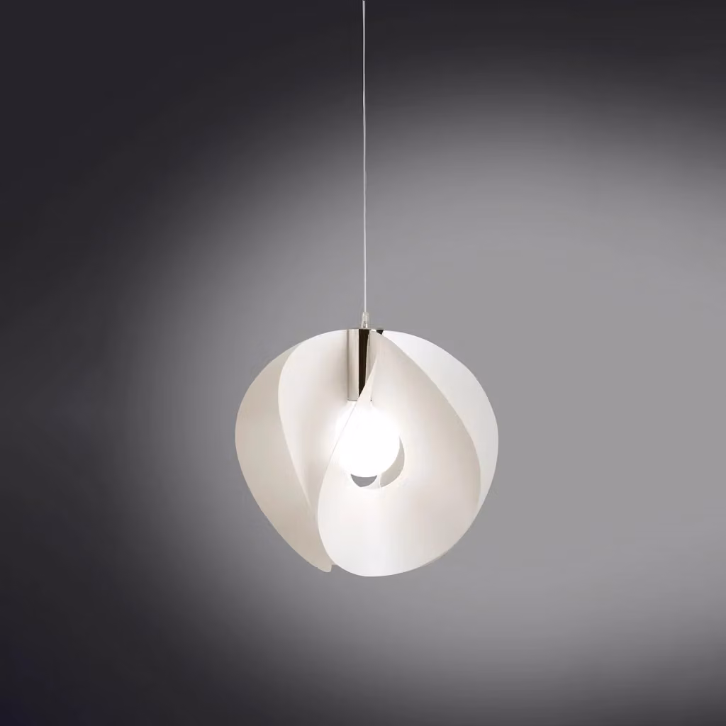 Lampada a sospensione moderna Linea Zero Atom Polilux Bianco e Metallo Cromo con attacco E27 – 2