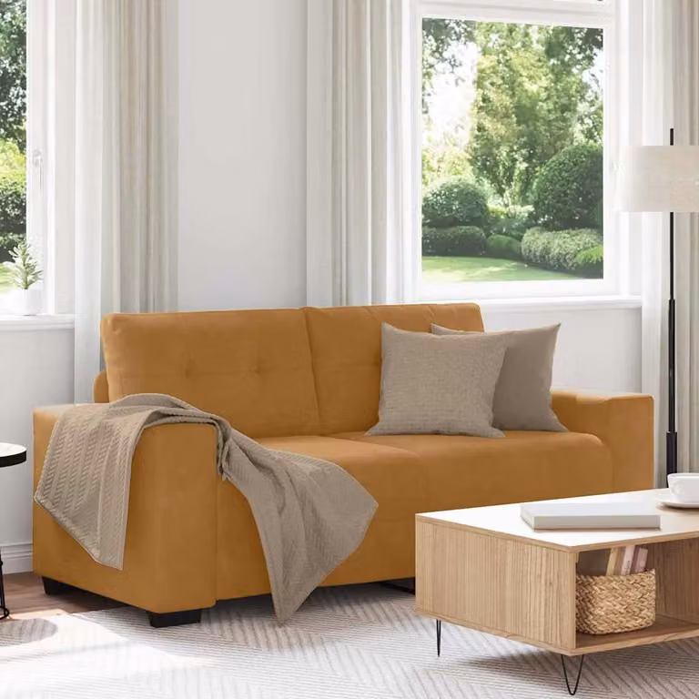 Divanetto moderno vidaXL in velluto marrone con cuscini, L: 180 cm, P: 77 cm, H: 82 cm