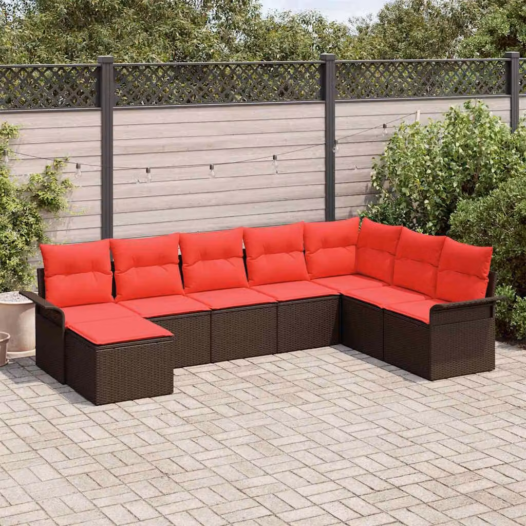 Maison Exclusive - Set da giardino composto da 8 pezzi, divano in rattan sintetico marrone