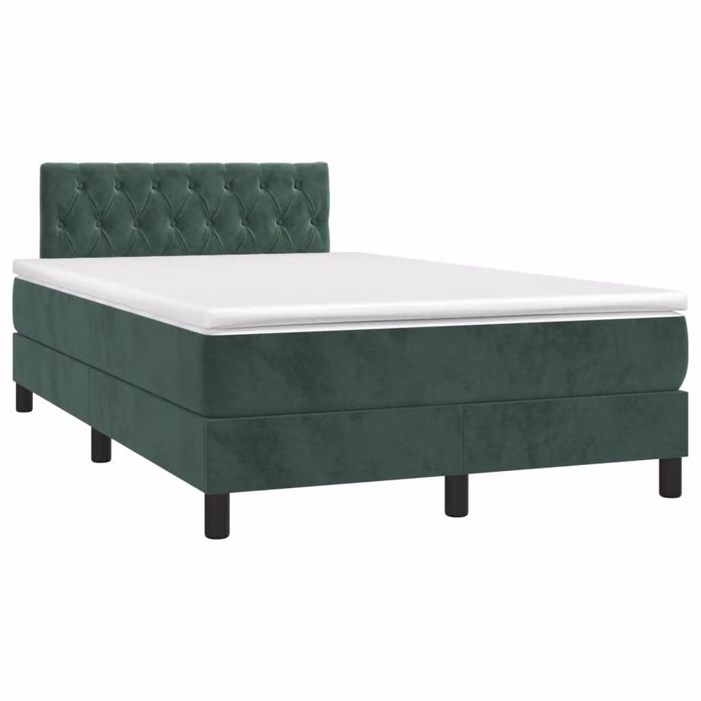 Giroletto a Molle con Materasso Verde Scuro 120x190 cm Velluto