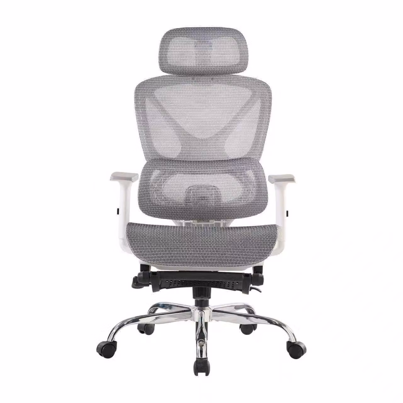 SevenComfort Sedia da ufficio ergonomica con poggiapiedi Braccioli e poggiatesta 3D Schienale regolabile Rivestimento in rete traspirante Grigio