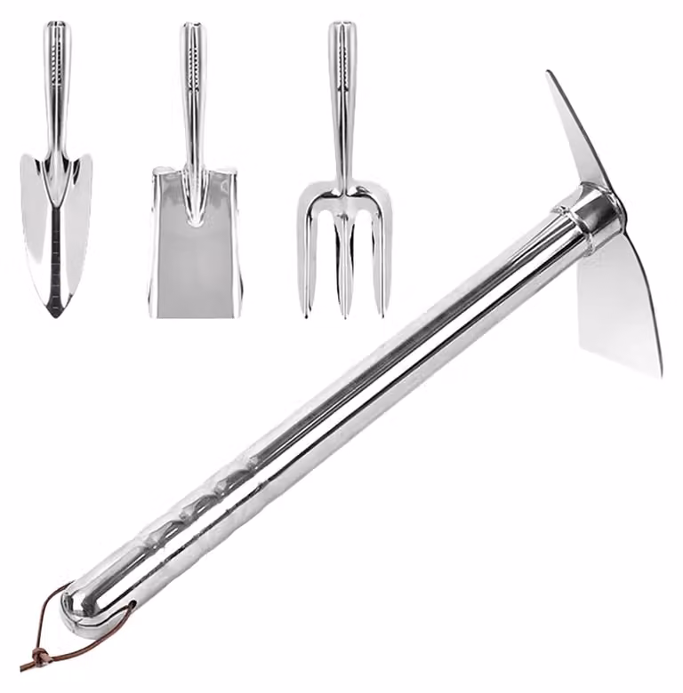 Set di 4 utensili da giardino in acciaio inossidabile