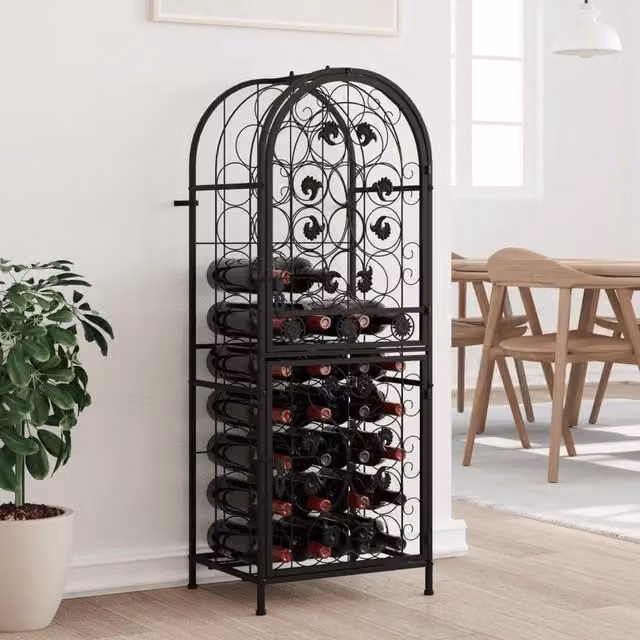 Portavini vidaXL in ferro battuto nero per 41 bottiglie L/P/H: 45 x 36 x 120 cm – 1