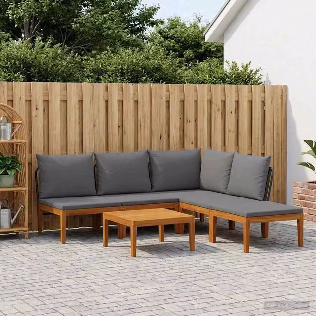 Set di 6 sedie da giardino vidaXL in legno di acacia e corda naturale per esterni