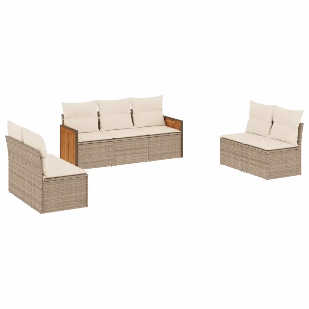 vidaXL Set Divani da Giardino 7 pz a Forma a L con Cuscini Beige e Struttura in Acciaio Verniciato a Polvere – 2