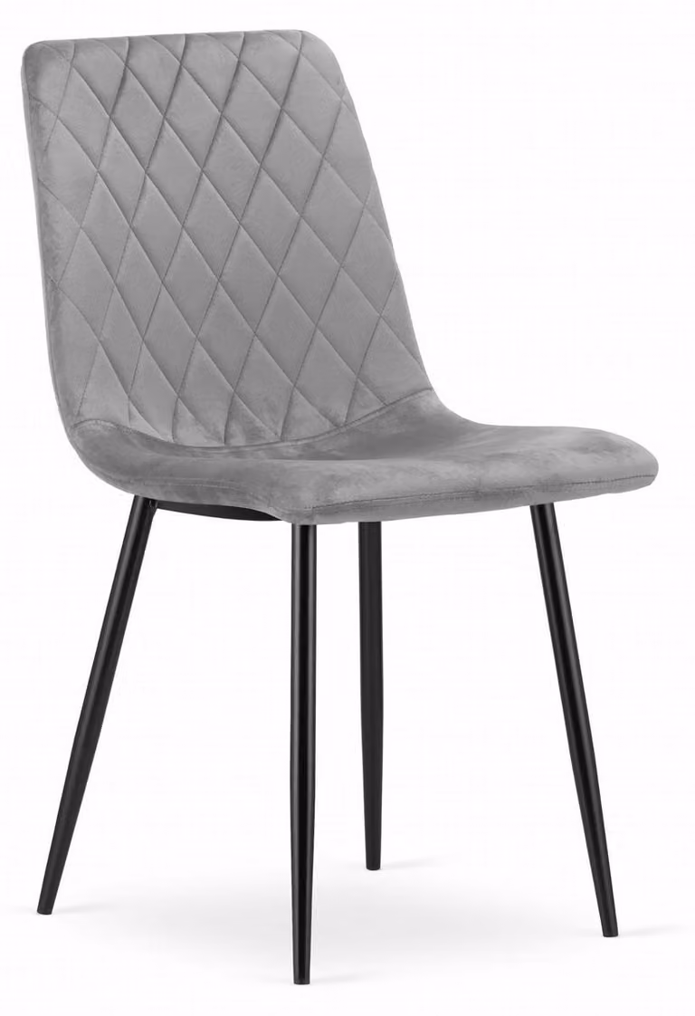 Sedia Turin in velluto grigio chiaro con gambe nere